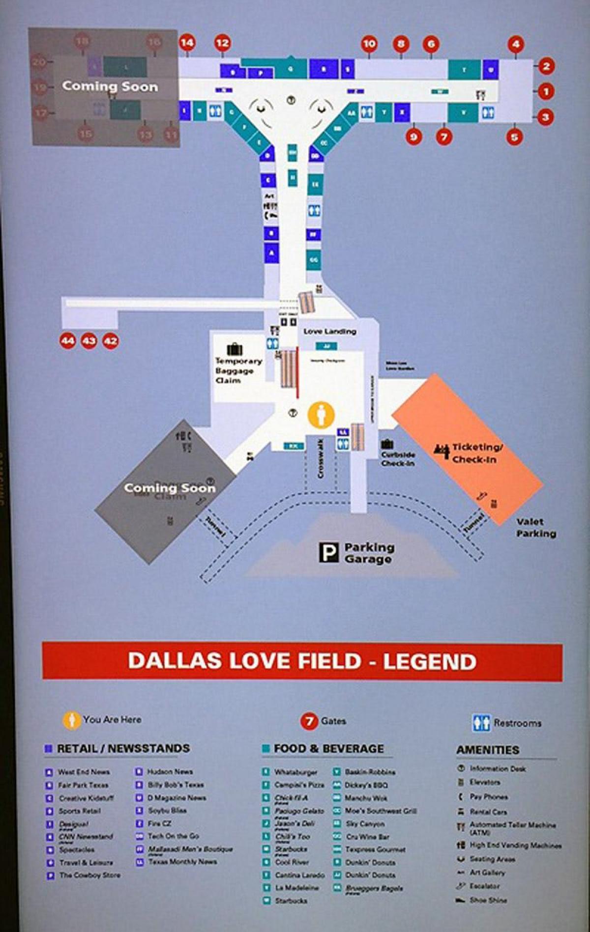 Aeropuerto de Dallas love field mapa