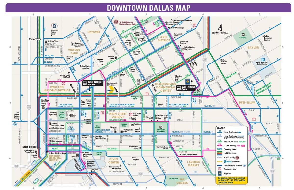 Dallas rutas de autobús mapa