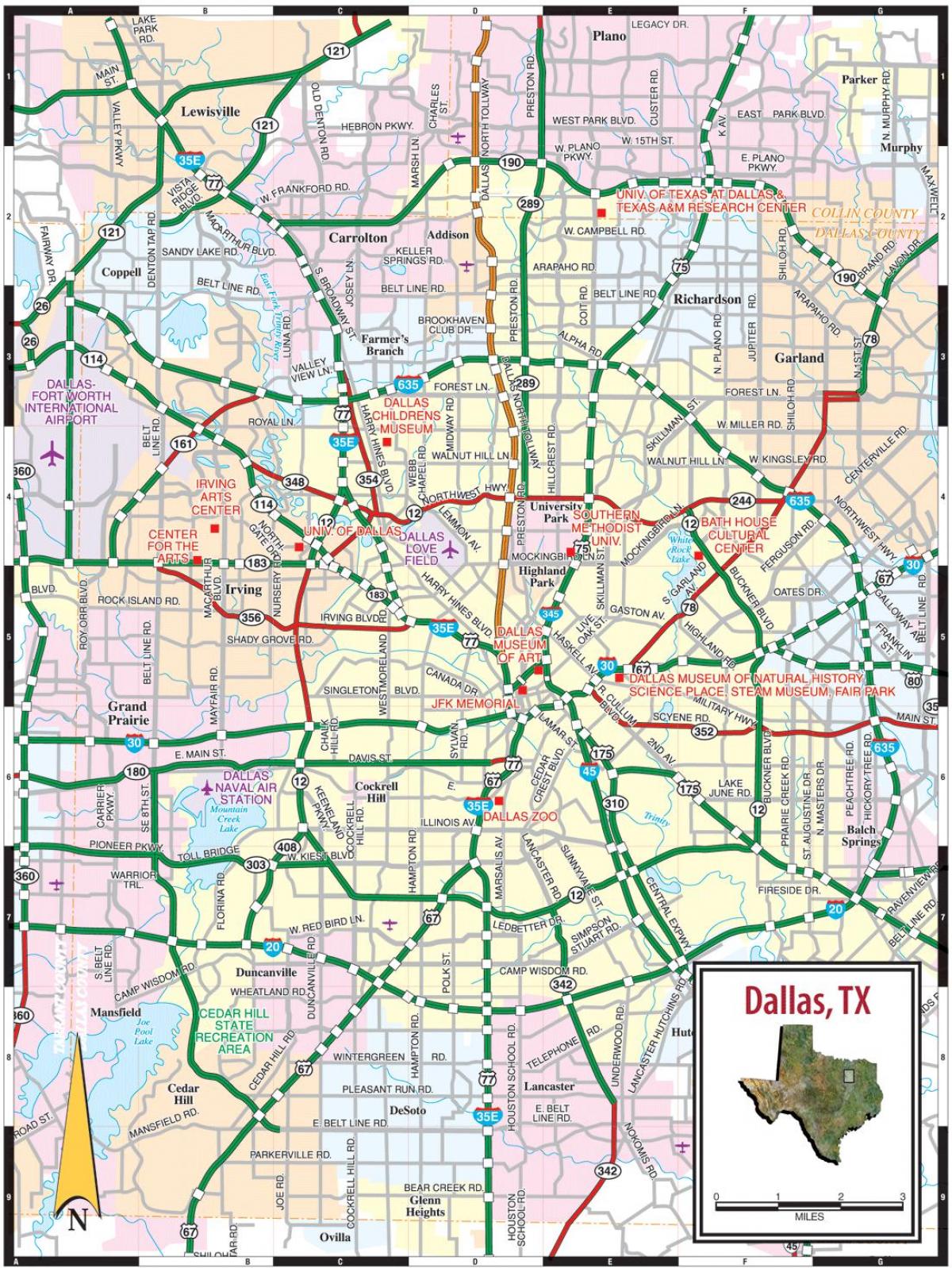 la ciudad de Dallas mapa
