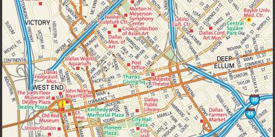 Mapa del centro de la ciudad de Dallas calles