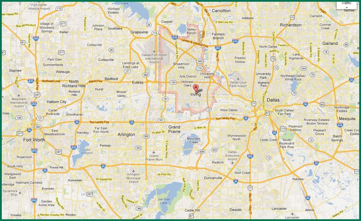 mapa de área de DFW