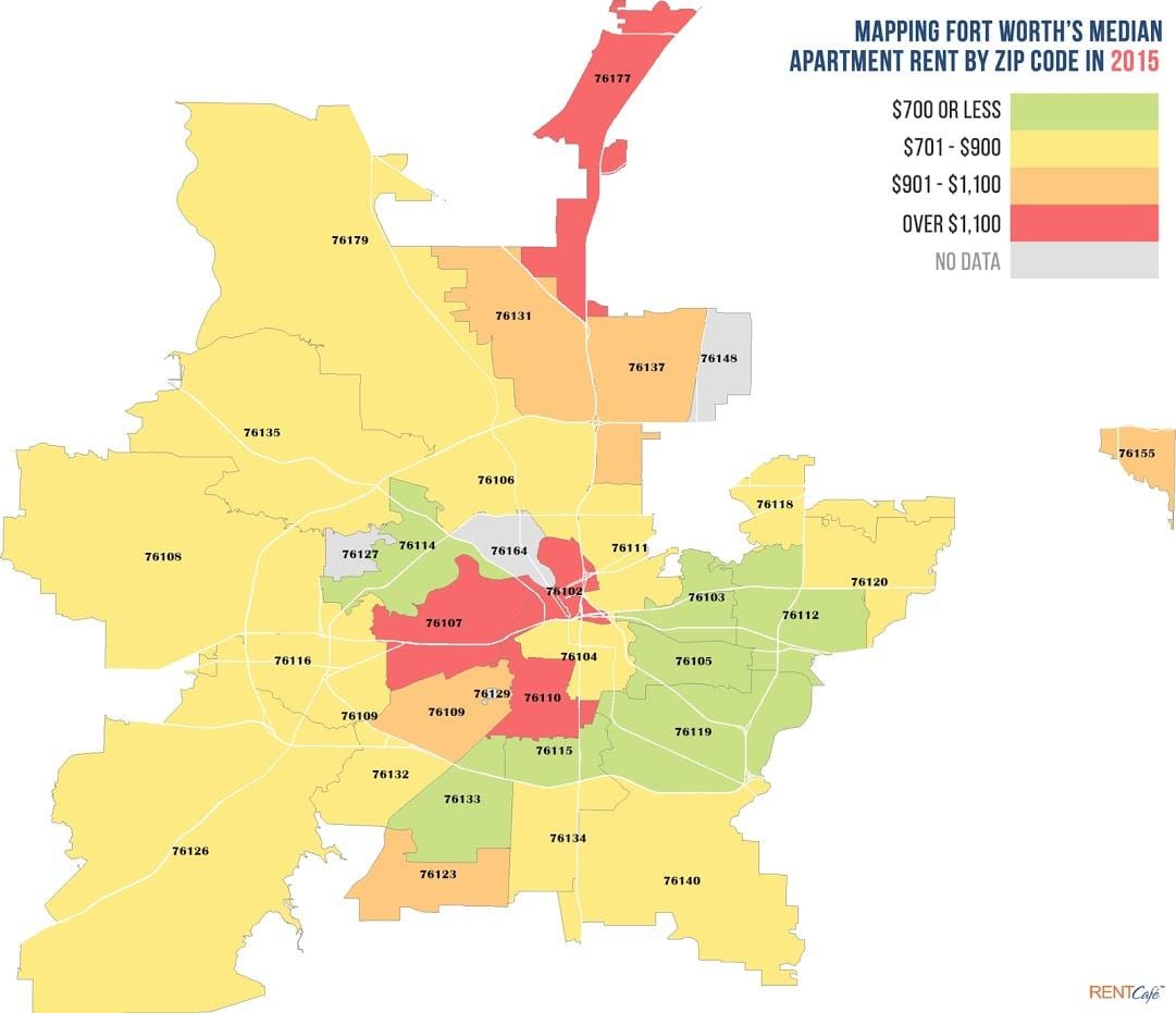 el código postal de mapa de Dallas