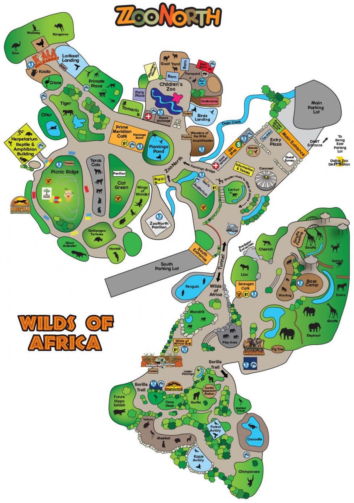 El zoológico de Dallas mapa Mapa del zoológico de Dallas (Texas USA)