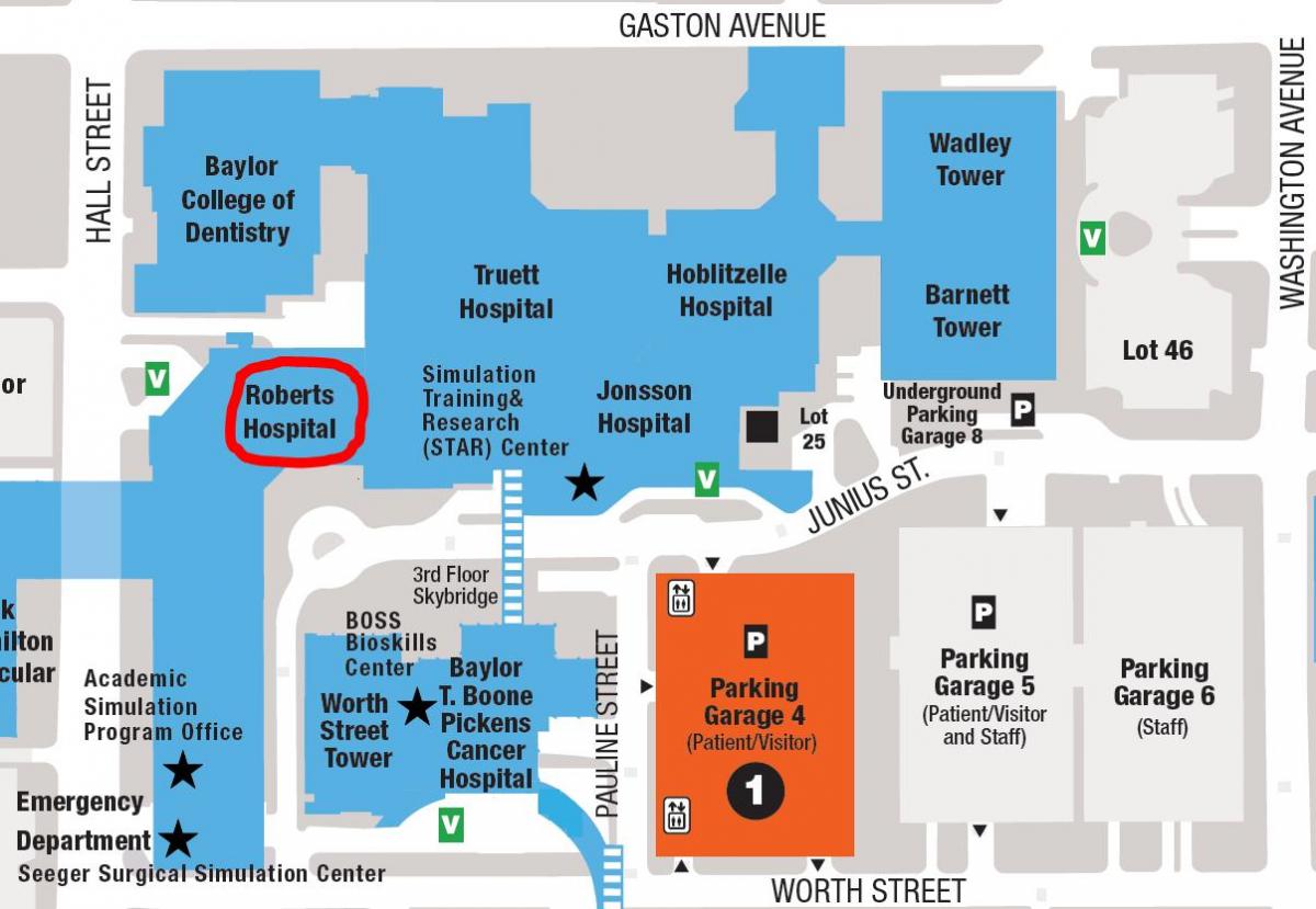 El mapa del campus de la universidad de Baylor