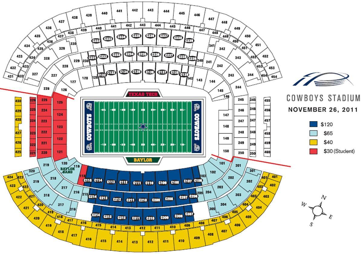 Dallas Cowboys stadium mapa de asientos