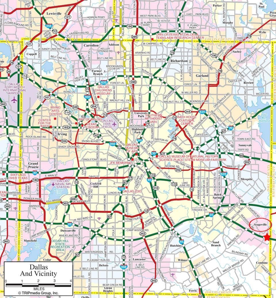 Mapa de la ciudad de Dallas