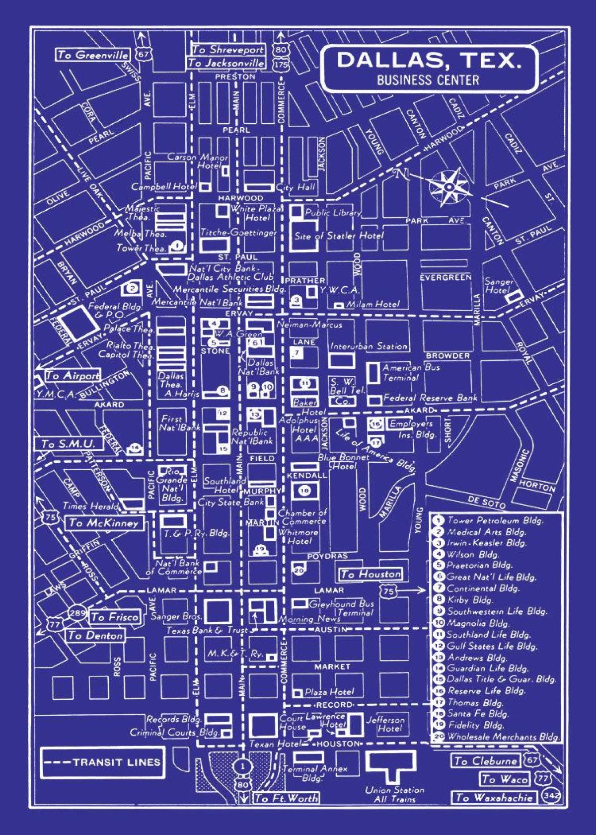mapa del centro de Dallas