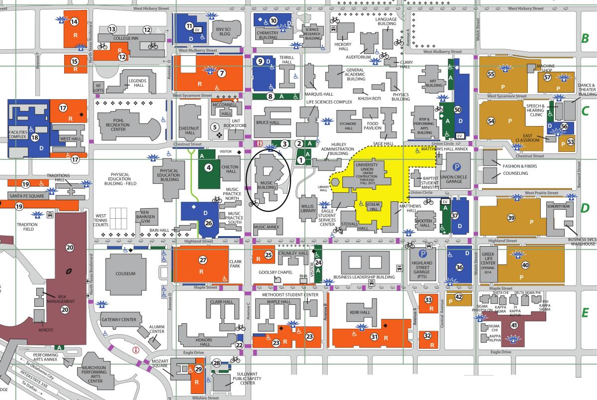 Universidad del Norte de Texas en Dallas mapa