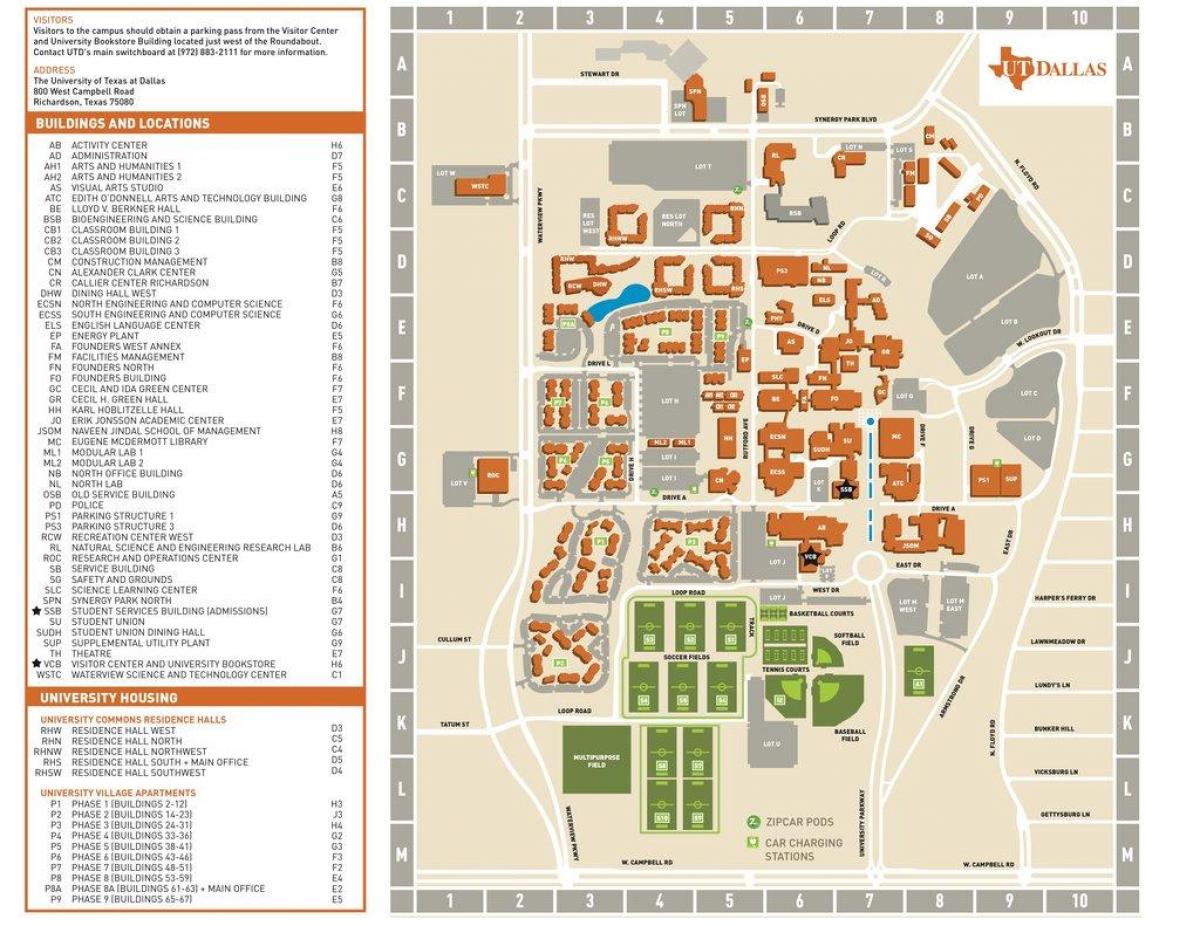 la universidad de Texas en Dallas mapa