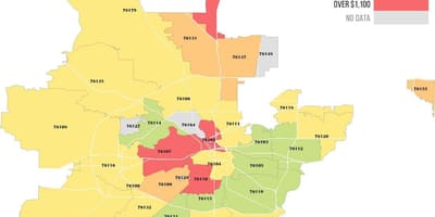 El código postal de mapa de Dallas